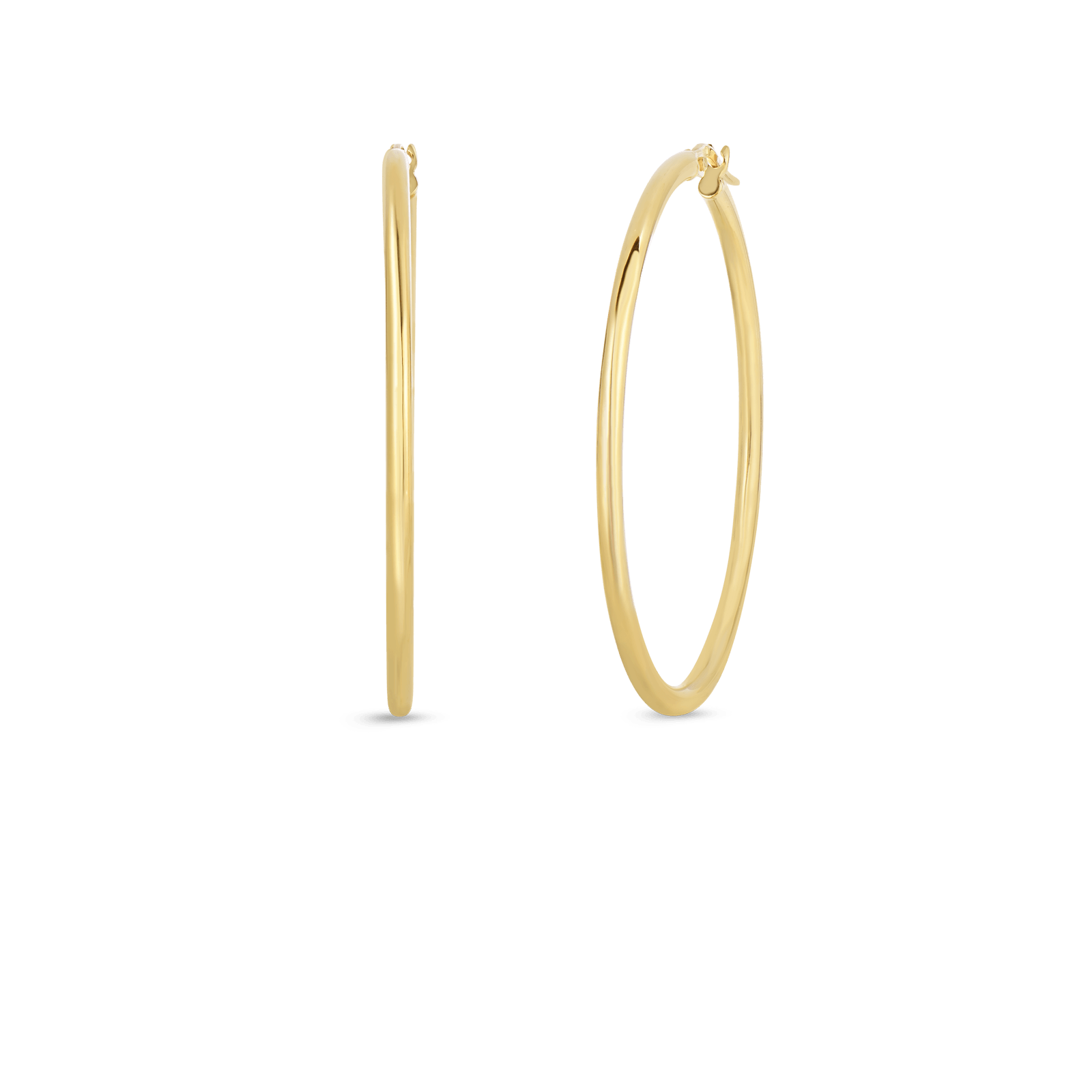 18K Gold Medium Round Hoop Earrings