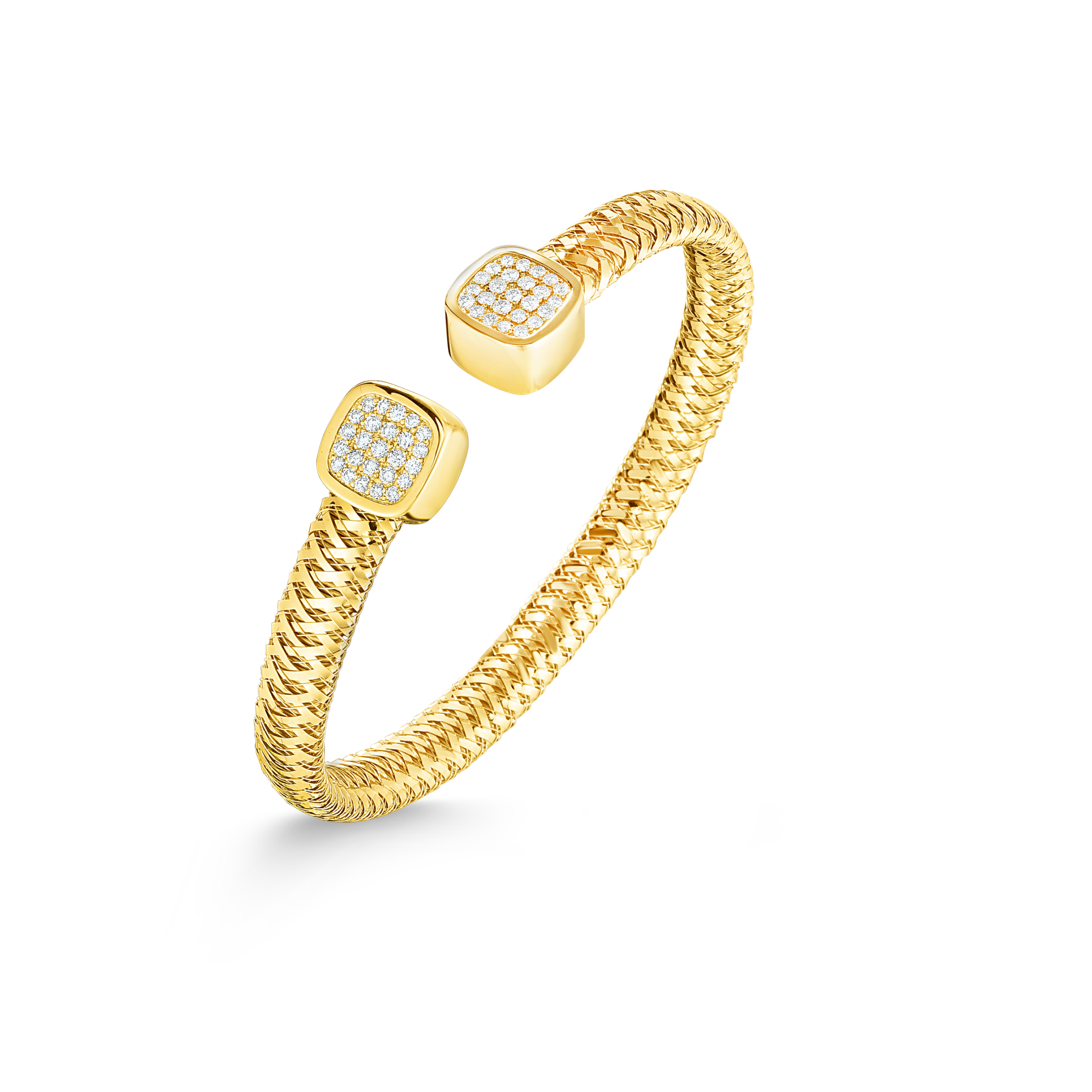 Gold Flexible Cuff With Diamonds