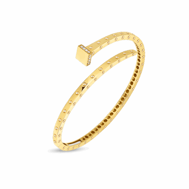 Roberto Coin 18K Gold Slim Chiodo Bangle With Diamonds