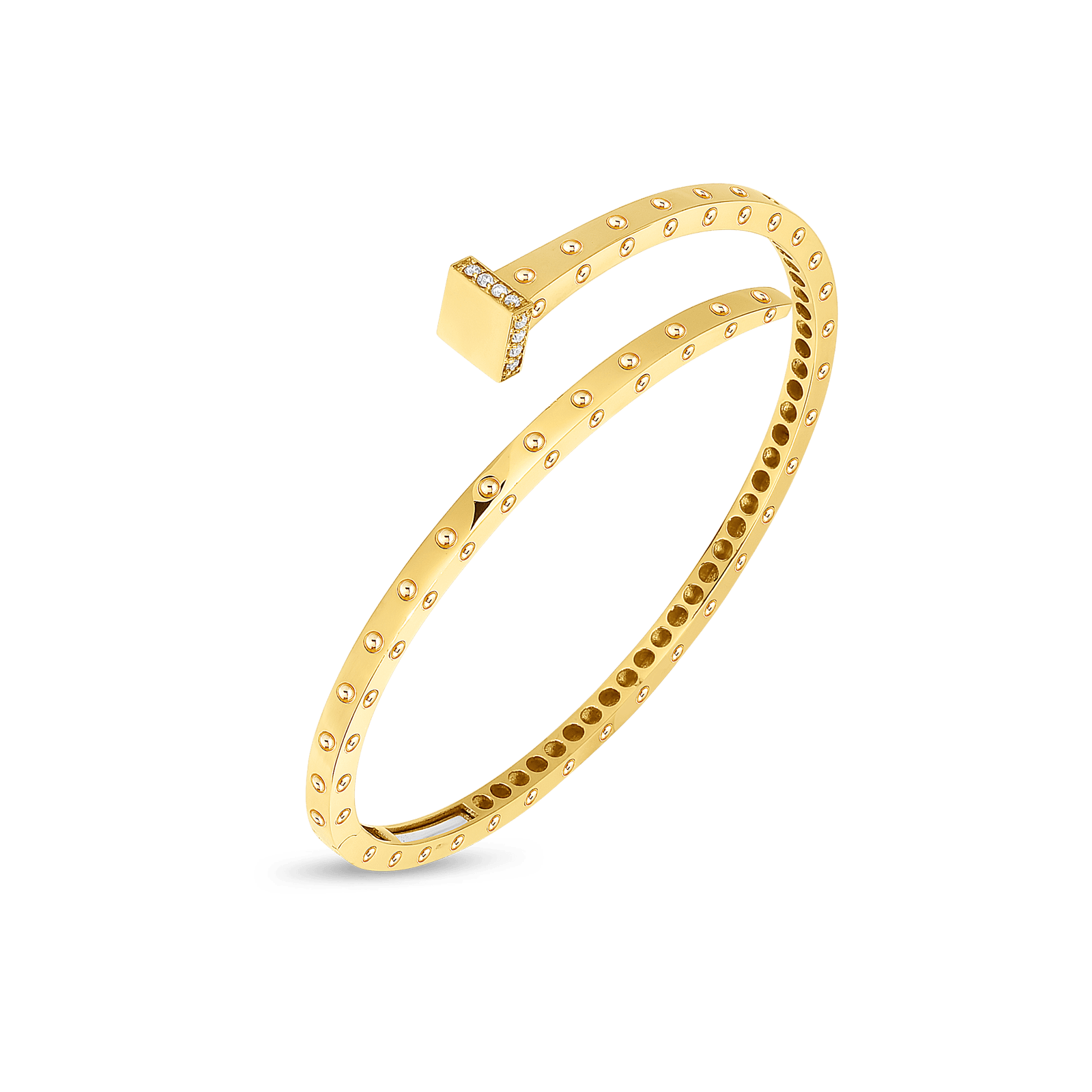 Roberto Coin 18K Gold Slim Chiodo Bangle With Diamonds